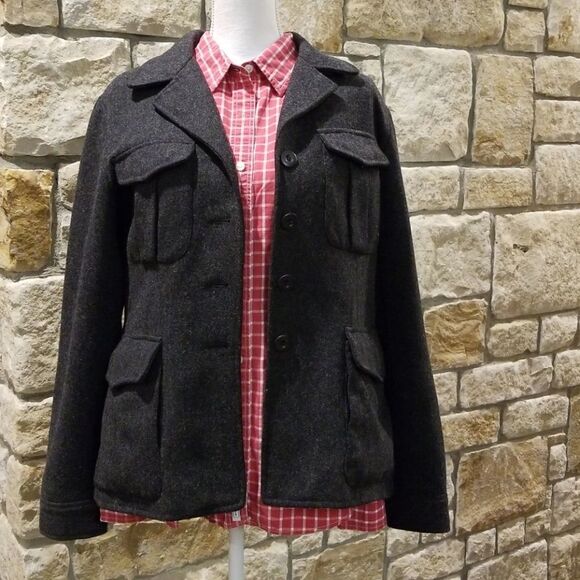 Abercrombie & Fitch Co. Womens size Medium Pea Coat Gray Y2K - Picture 2 of 7